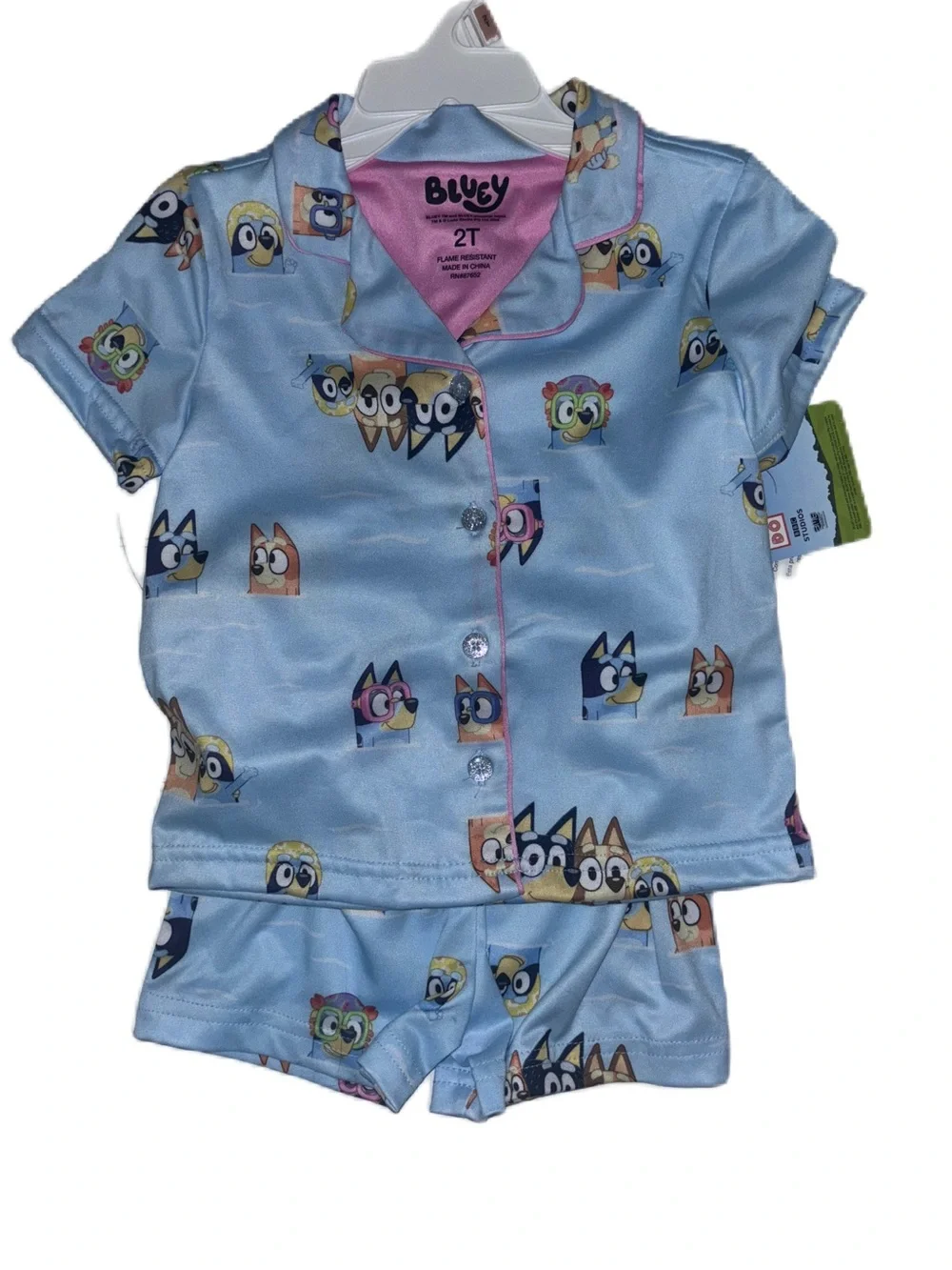 Blue 'Bluey' Short Sleeve Kids Pajama Set Toddler Girls 2T 3T